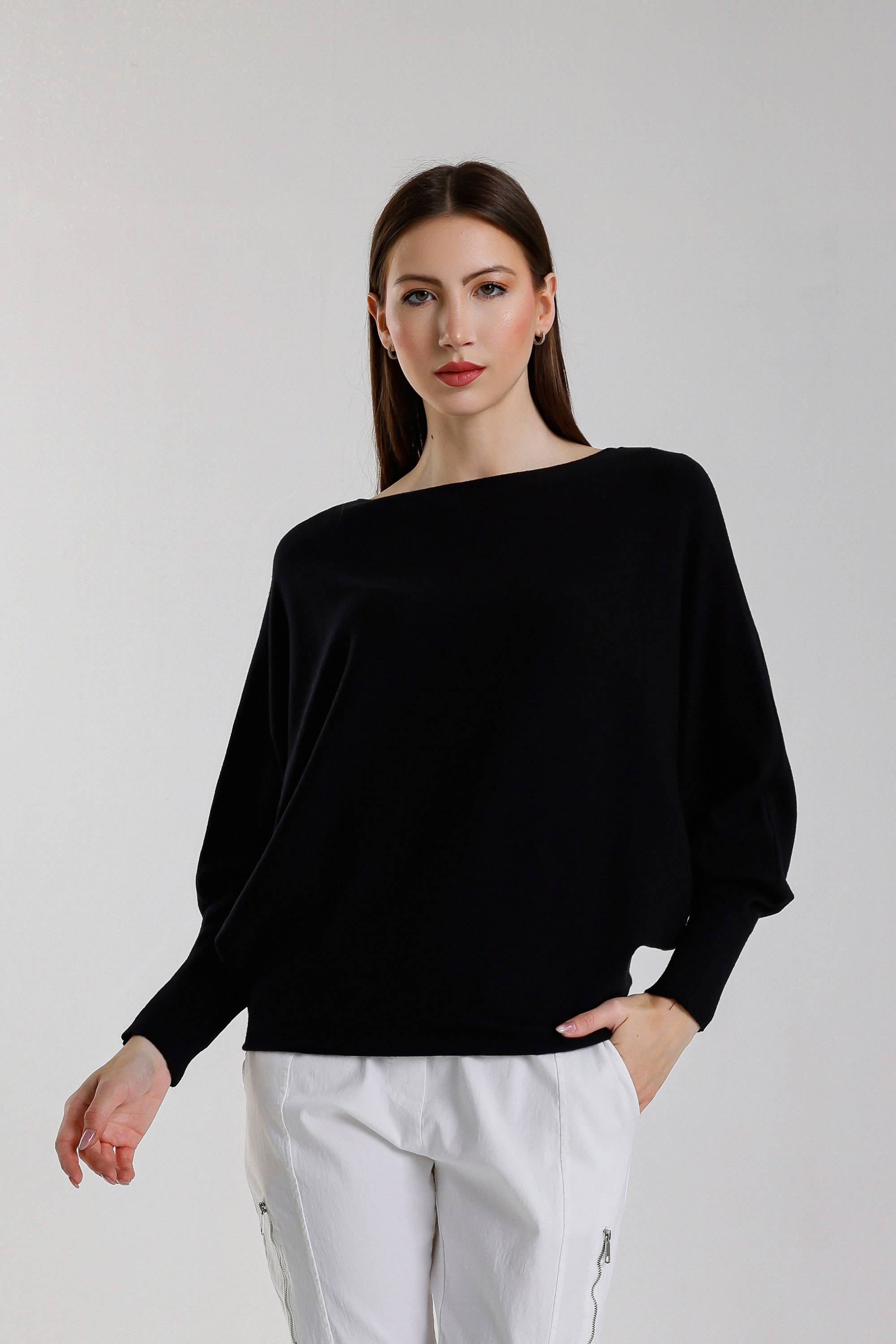 TINA Stephens Italy/Tees By Tina – Engroshandel Pullover - Dame – Mylah seriøst blød batwing sweater (BLS413)0