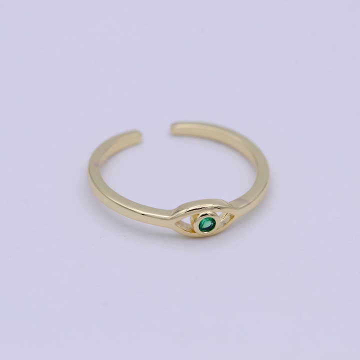 Aim Eternal – wholesale Solitairering – Färgglada CZ Crystal onda ögat sten tunn minimalistisk guldring