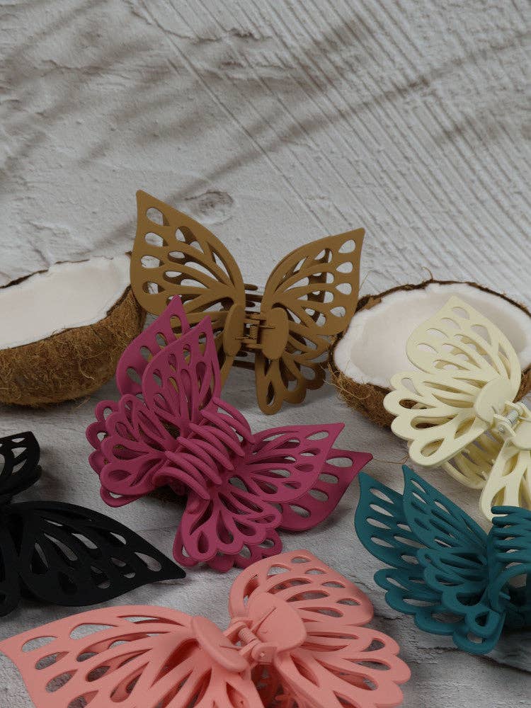 Nakoa The Label - Wholesale Hair Clip - Women's - Claw Clip - Jumbo Double Butterfly - Pink2