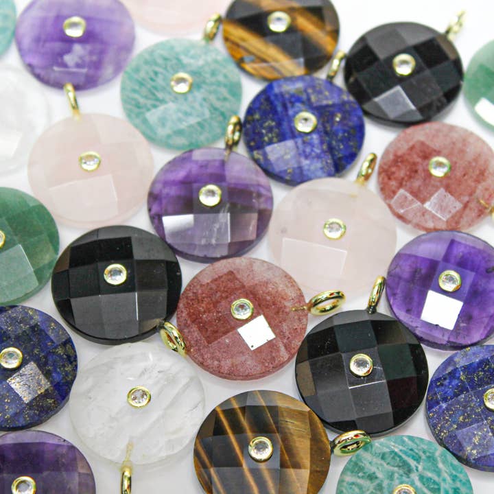 Pedra Preciosa Redonda Facetada com adorno de bisel cz GSF012 por atacado de Jewel Pledge