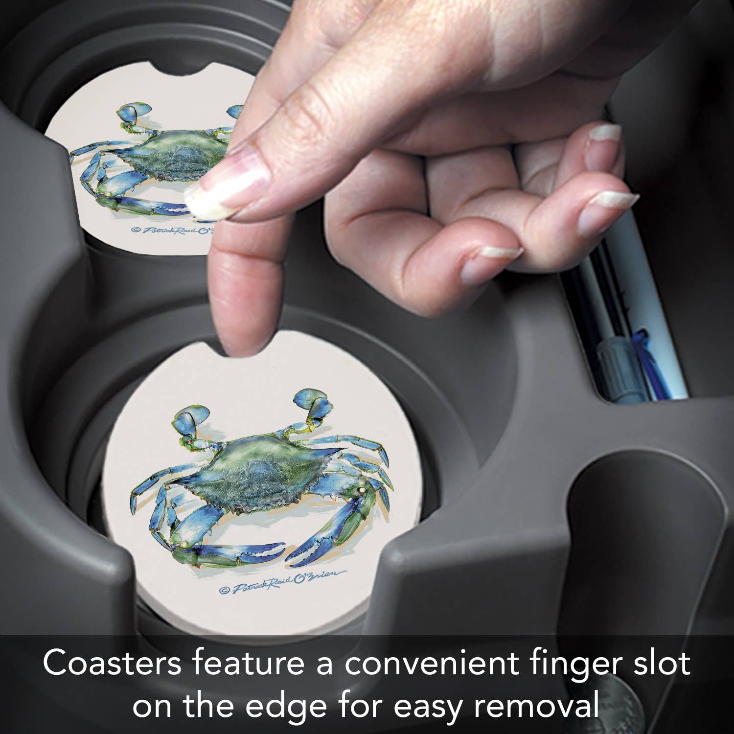 CounterArt/Highland Home/Thirstystone - Vente Sous-verre pour voiture – unisexe - Sous-verre de voiture Teal Crab Bulk Stone, sans emballage3