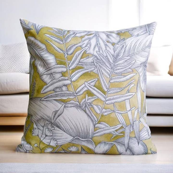 Tropical Pillow Case, Mustard Yellow Pillow, Fall Home Decor for wholesale by Miliva Home Store