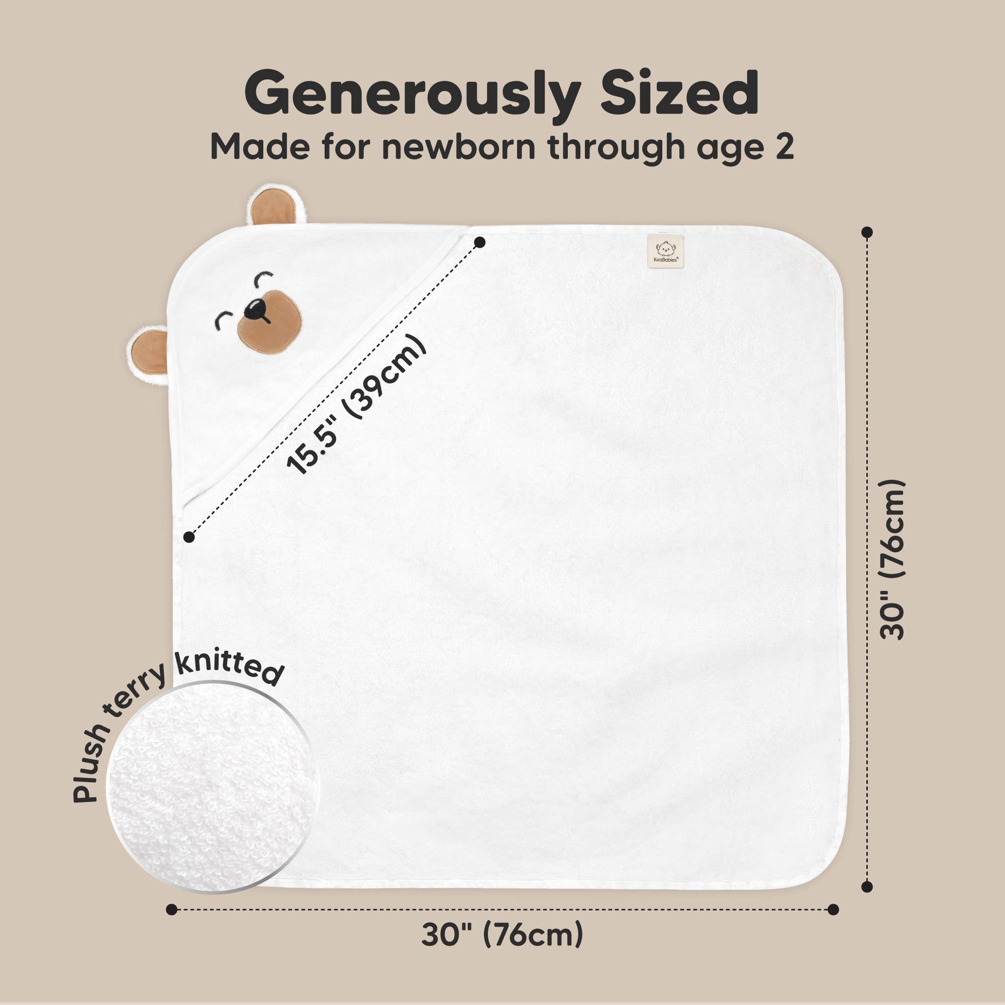 Grizzly KeaBabies Cuddle Baby Hooded Towel for wholesale on Faire3