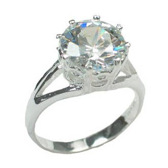 Anello rotondo in argento Sterling con zirconia cubica bianca brillante, 10 mm per la vendita all'ingrosso da parte di Silver Insanity