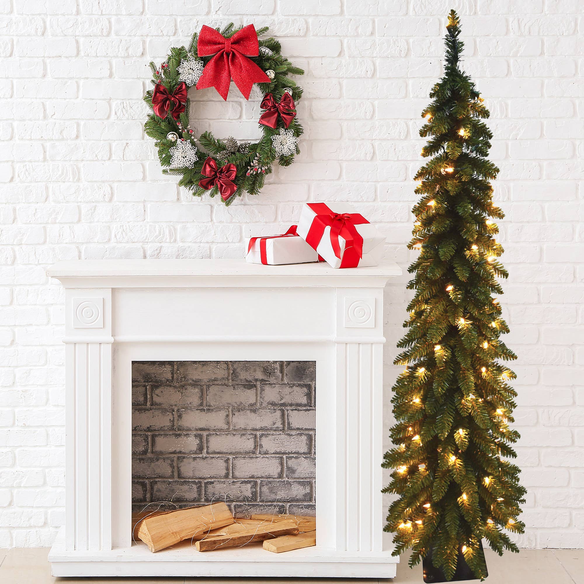 Santa’s Workshop Inc. - Wholesale Artificial Christmas Tree - 7' Pencil Slim, 200 UL Lights4