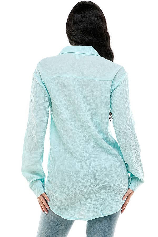 Veracci – wholesale Tröja med knappar – Dam – Dubbel gasväv Weekend Button-Down skjorta9