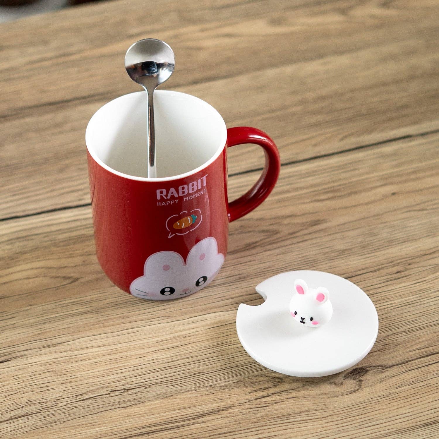 Urban Tokyo – Großhandel Kaffeebecher – Kaninchen 12oz Becher mit Deckel und Löffel (10/30)4