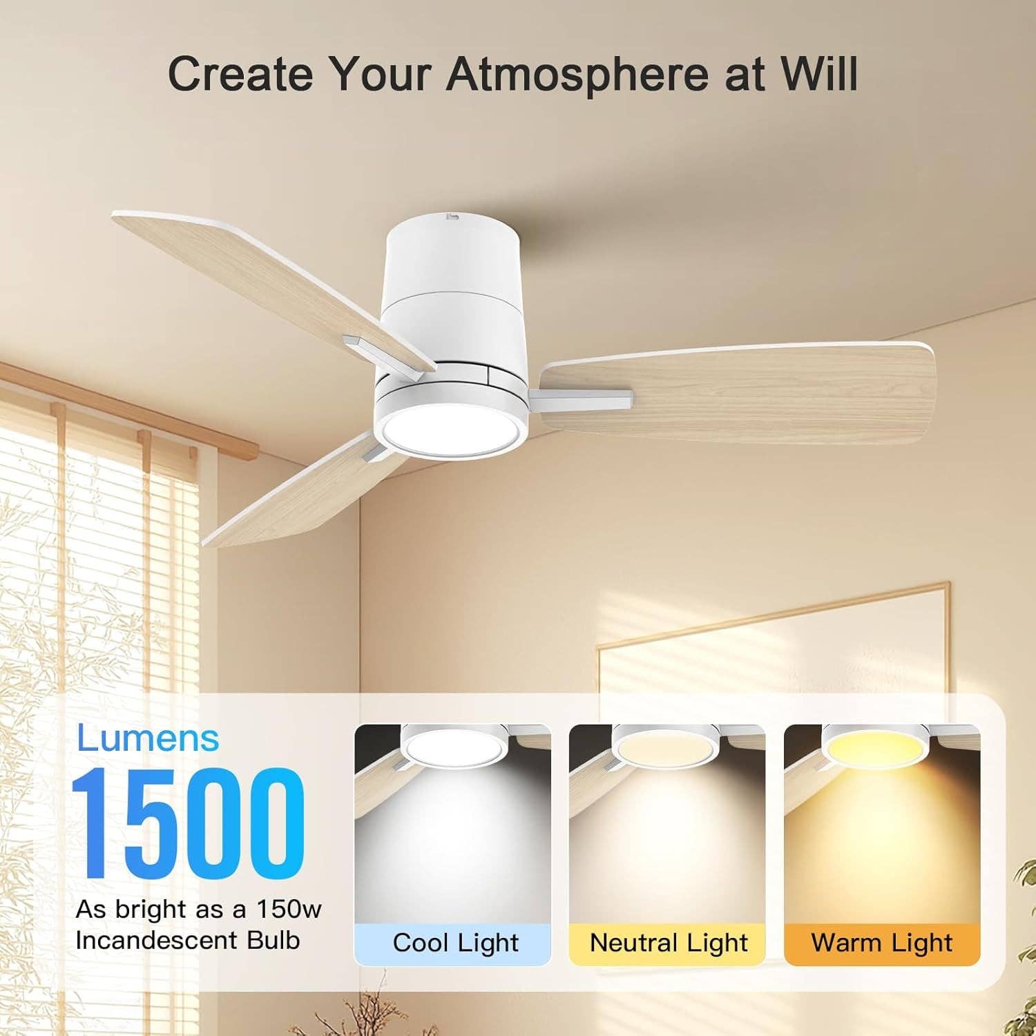 White 42 Inch Ceiling Fan With Lights Quiet DC Motor for wholesale on Faire3