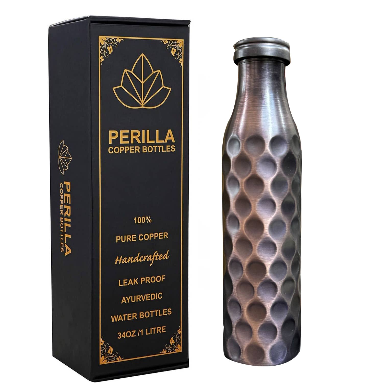 Perilla Home - Wholesale Water Bottle -   BMC Antique Diamond Copper Water Bottle 32.12 Oz 0