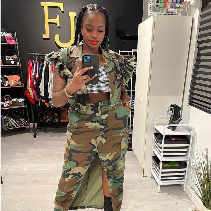 MB FASHION CAMO CROP OUTFIT TOP 9151LY for wholesale on Faire8