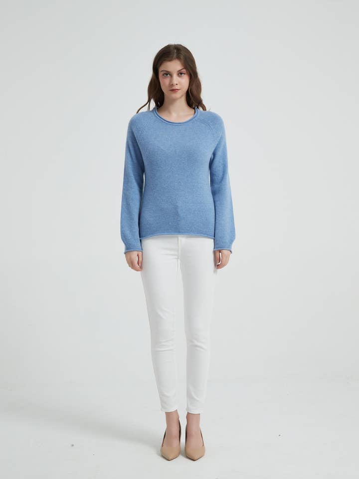 Damen-Pullover mit Rundhalsausschnitt aus Cashmere der Güteklasse A für den Großhandel von EWSCA