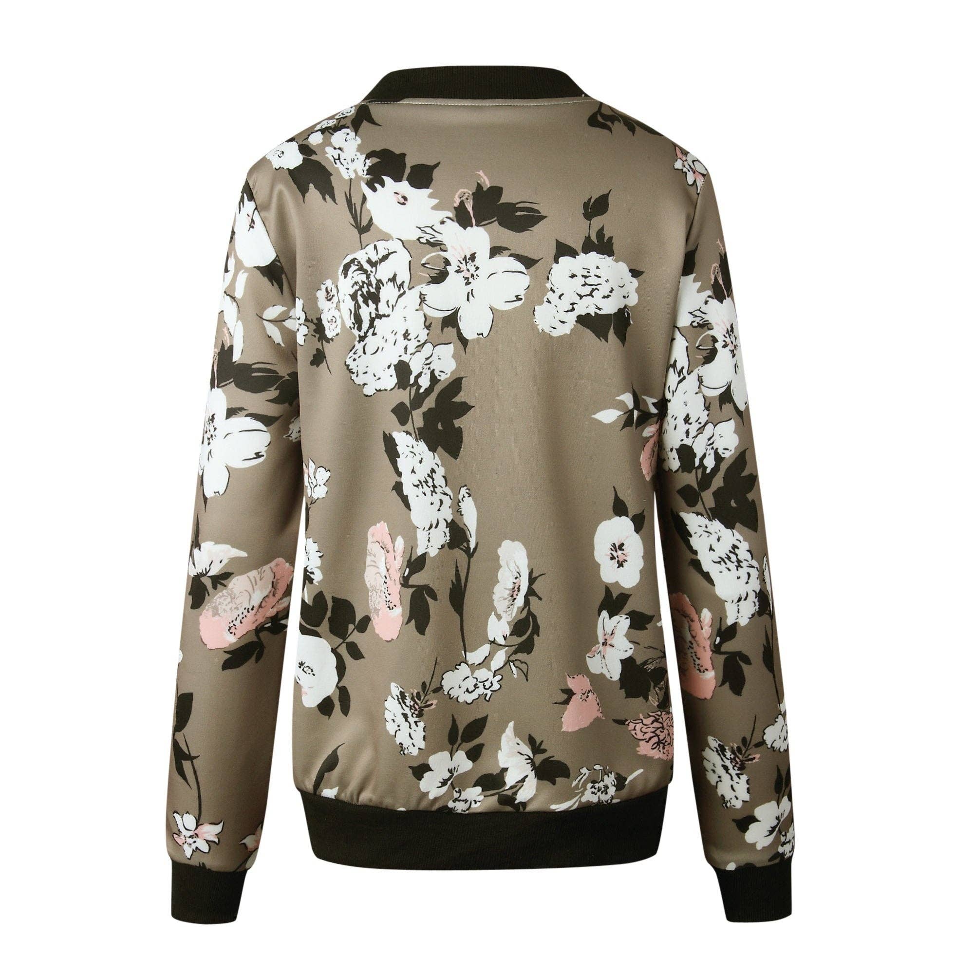 Supreme Fashion - Vente Bombers – femme - Veste bomber à col montant zippée avec motif floral3