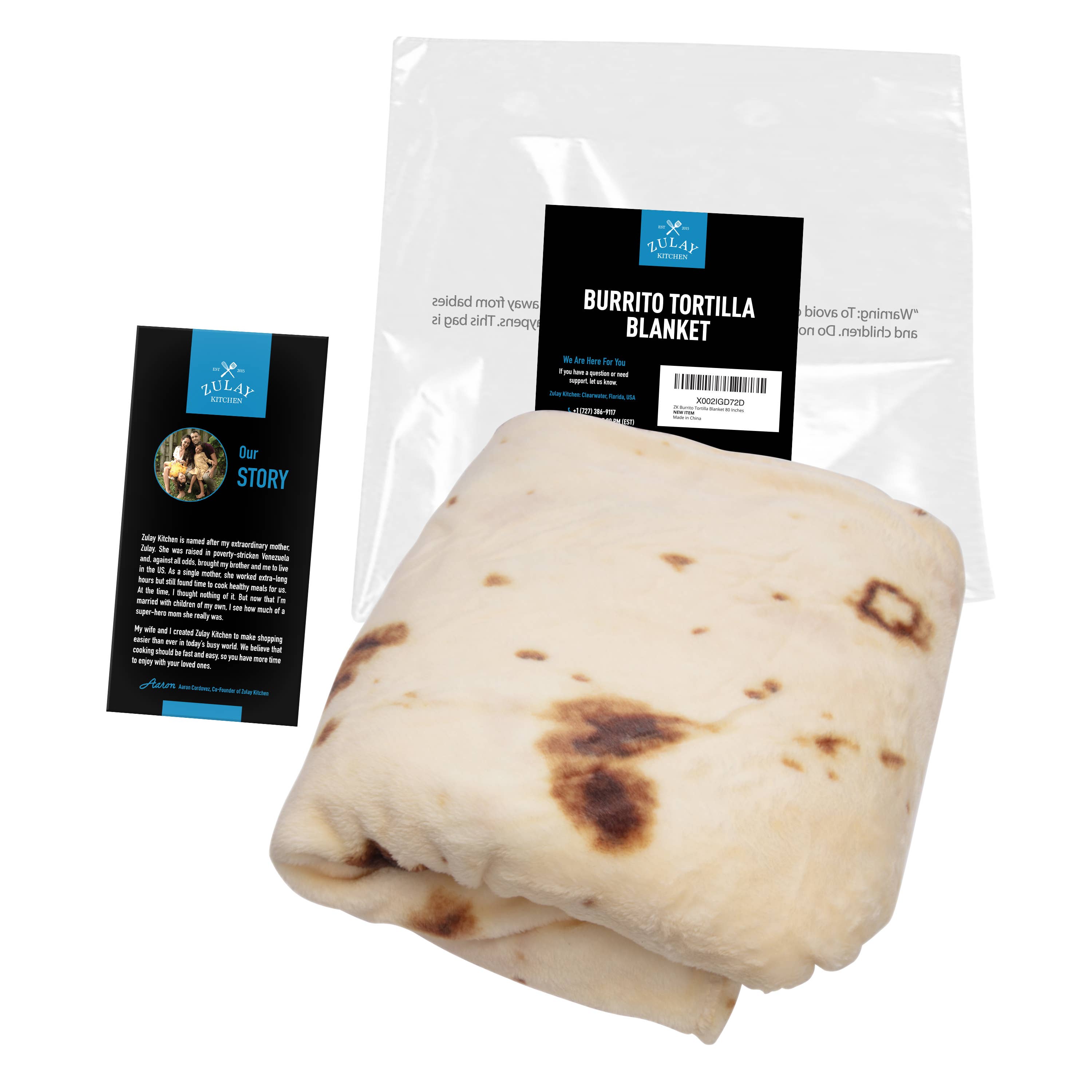 Zulay Kitchen - Vendita all'ingrosso Plaid - Coperta per burrito, motivo: tortilla con farina33