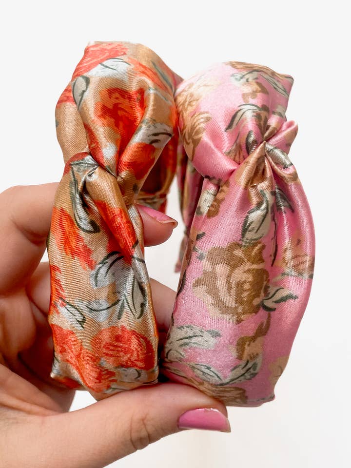 Satin Floral TWIST Headband for wholesale by Iris Atelier