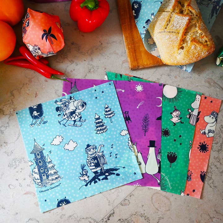 Gustaf och Linnea - Wholesale Food Storage Wrap/Bag - Moomin by G&L - Beeswax Wrap "In Winterland" Three-Pack