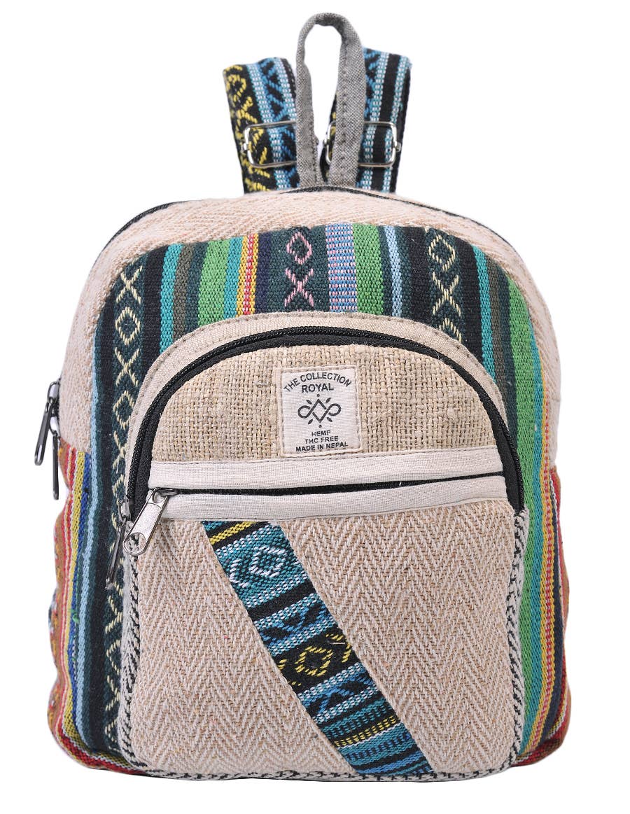 The Collection Royal / Royal Handicrafts – wholesale Ryggsäck - Dam – Mini Hippie Boho Hampa Bomull Patchwork Dagsäck Ryggsäck3