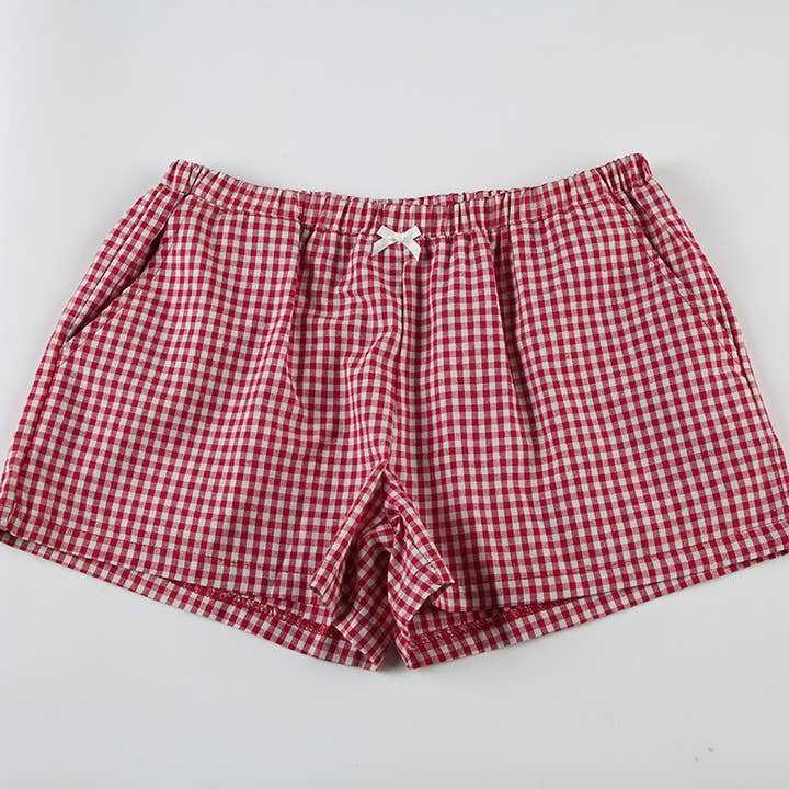 CHILL OUT Red Gingham Boxer Shorts for wholesale on Faire17
