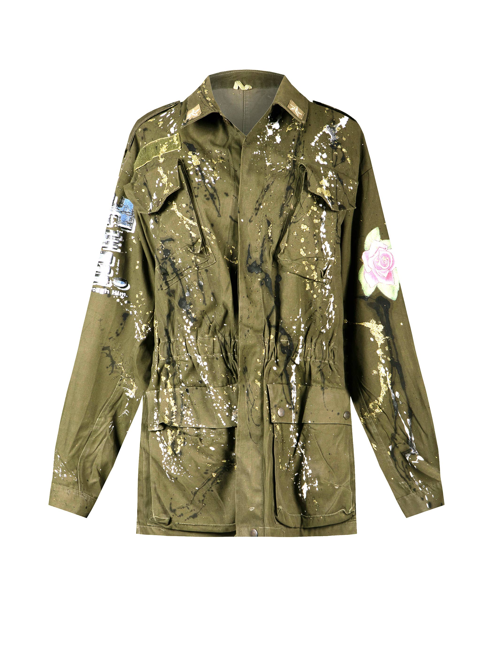 apiedinudinelparco - Wholesale Jacket - Women's - UP-CYCLED MILITARY JACKET GLITTER PATCH STREET ART LUX STYLE12