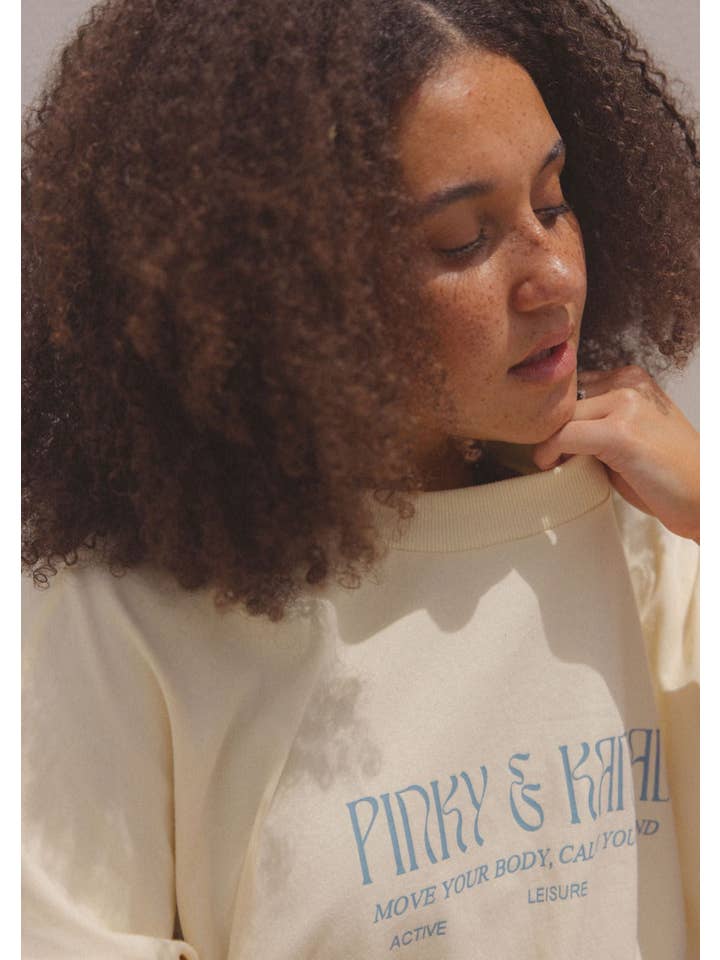Pinky & Kamal - Wholesale Screen Printed T-Shirt - Women's - Pinky & Kamal Logo T-Shirt - Cream