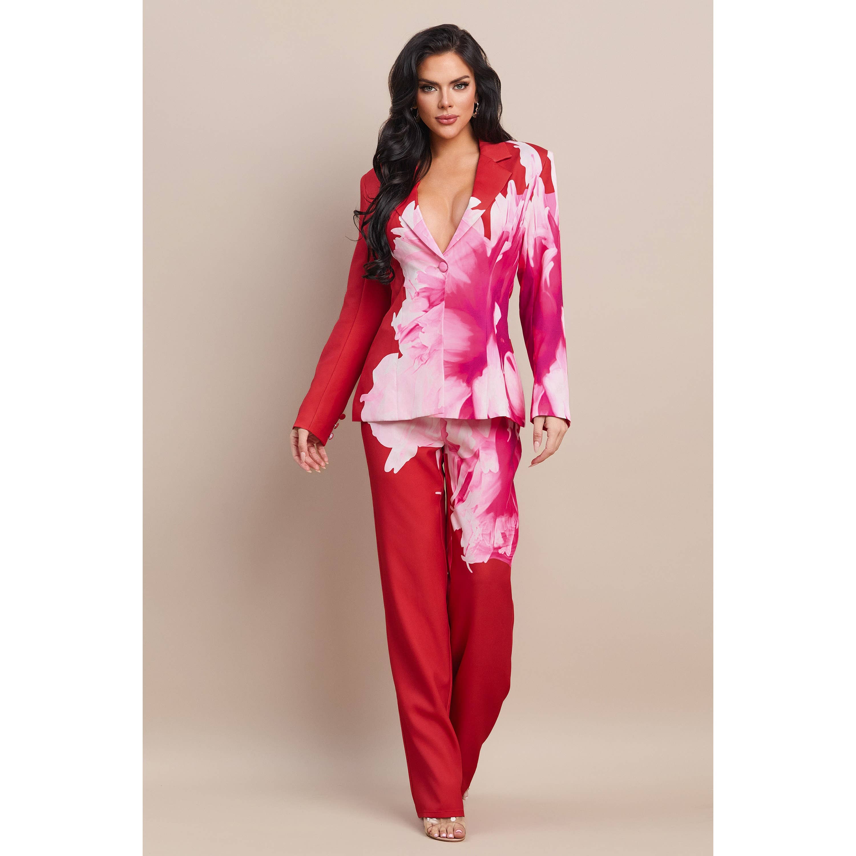 The Sang – Fato - Mulher por atacado – BLAZER COM CALÇAS COMBINANDO EM ESTAMPA FLORAL4