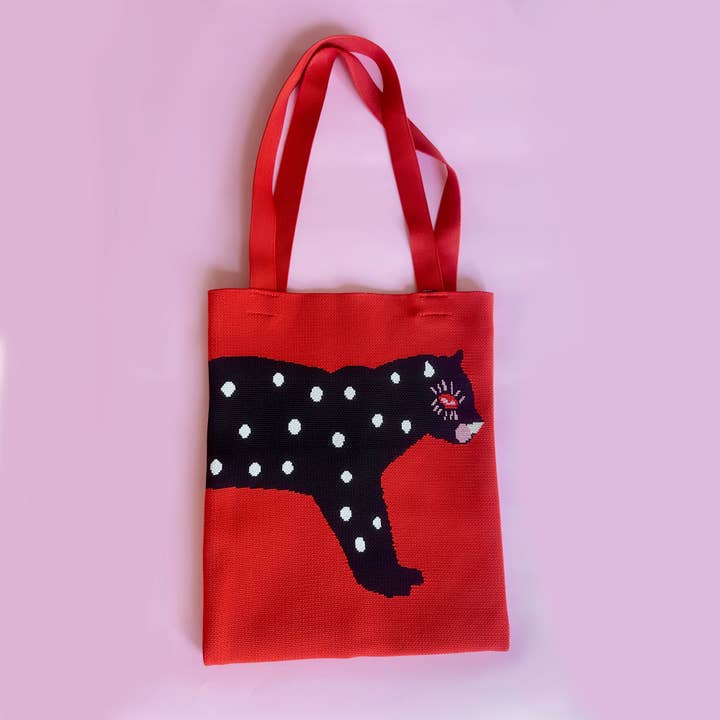 POLKA CAT - Knit Tote Bag for wholesale by Centinelle