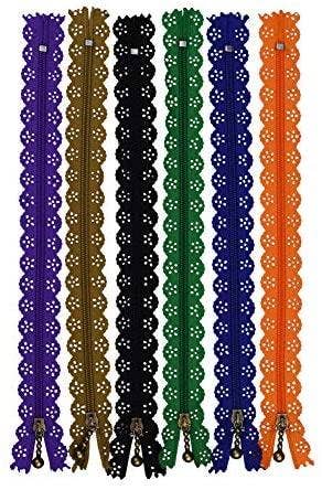 Mandala Crafts - Wholesale Craft Sewing Kit - Lace Zippers for Sewing, Exposed Novelty Zippers with Decorative Lacy Edge for Sewing; Bulk 40 PCs, 20 Assorted Colors; by Mandala Crafts2