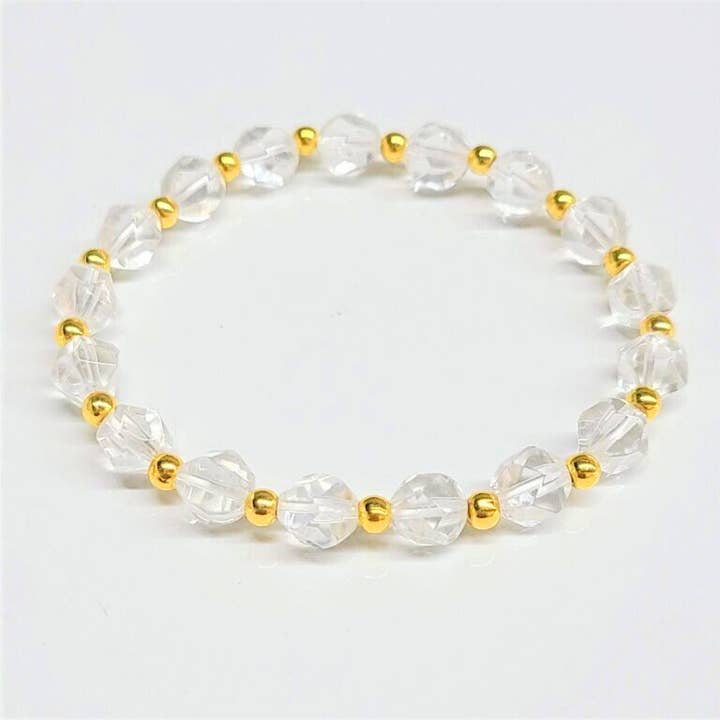 Quartz Faceted Beaded Bracelets 8mm for wholesale by The Healing Sanctuary