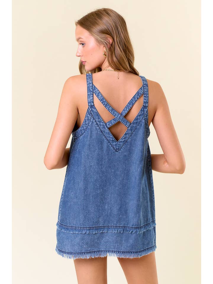 Cross Strap Denim Top - 40732T for wholesale on Faire