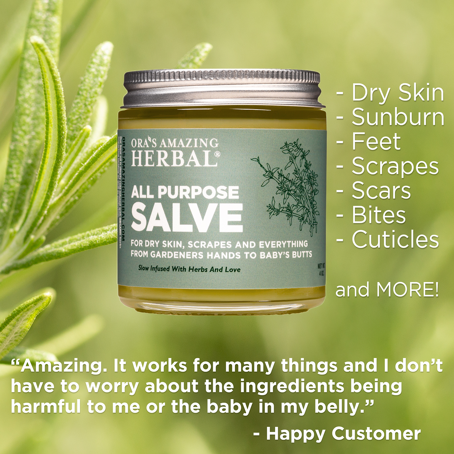 Ora’s Amazing Herbal Natural Skincare - Wholesale Healing Salve/Balm/Cream - All Purpose Salve, Natural Herbal Salve, 4oz5