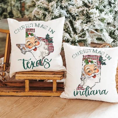 Christmas in Indiana (50 states) Throw pillow cover for wholesale by Capable By Design