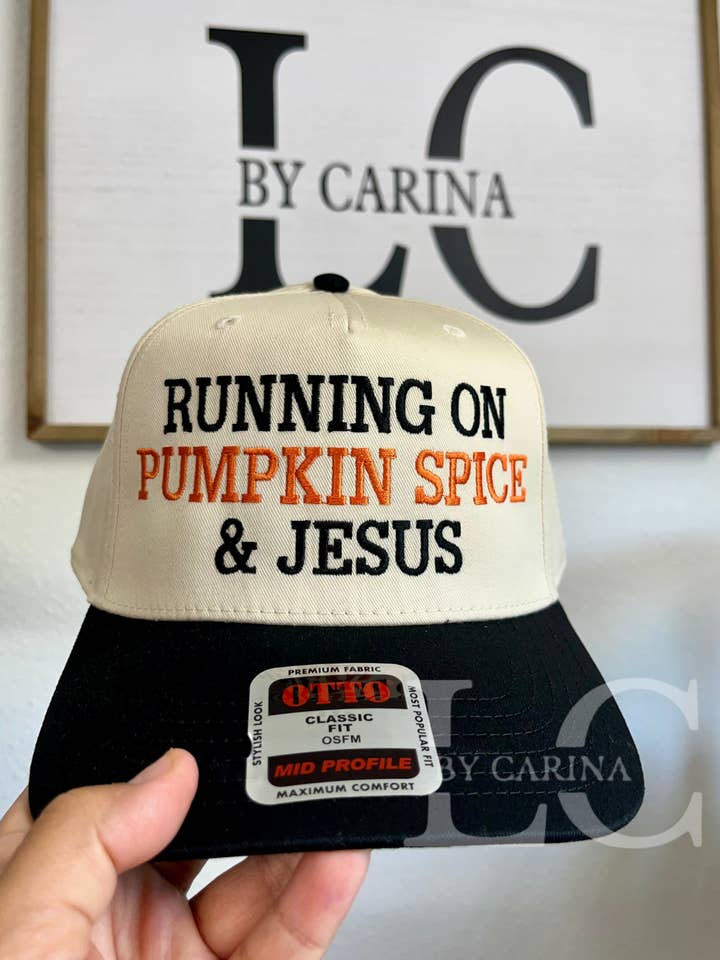 Running on Pumpkin Spice and Jesus – Embroidered 5 Panel for wholesale by LC by Carina