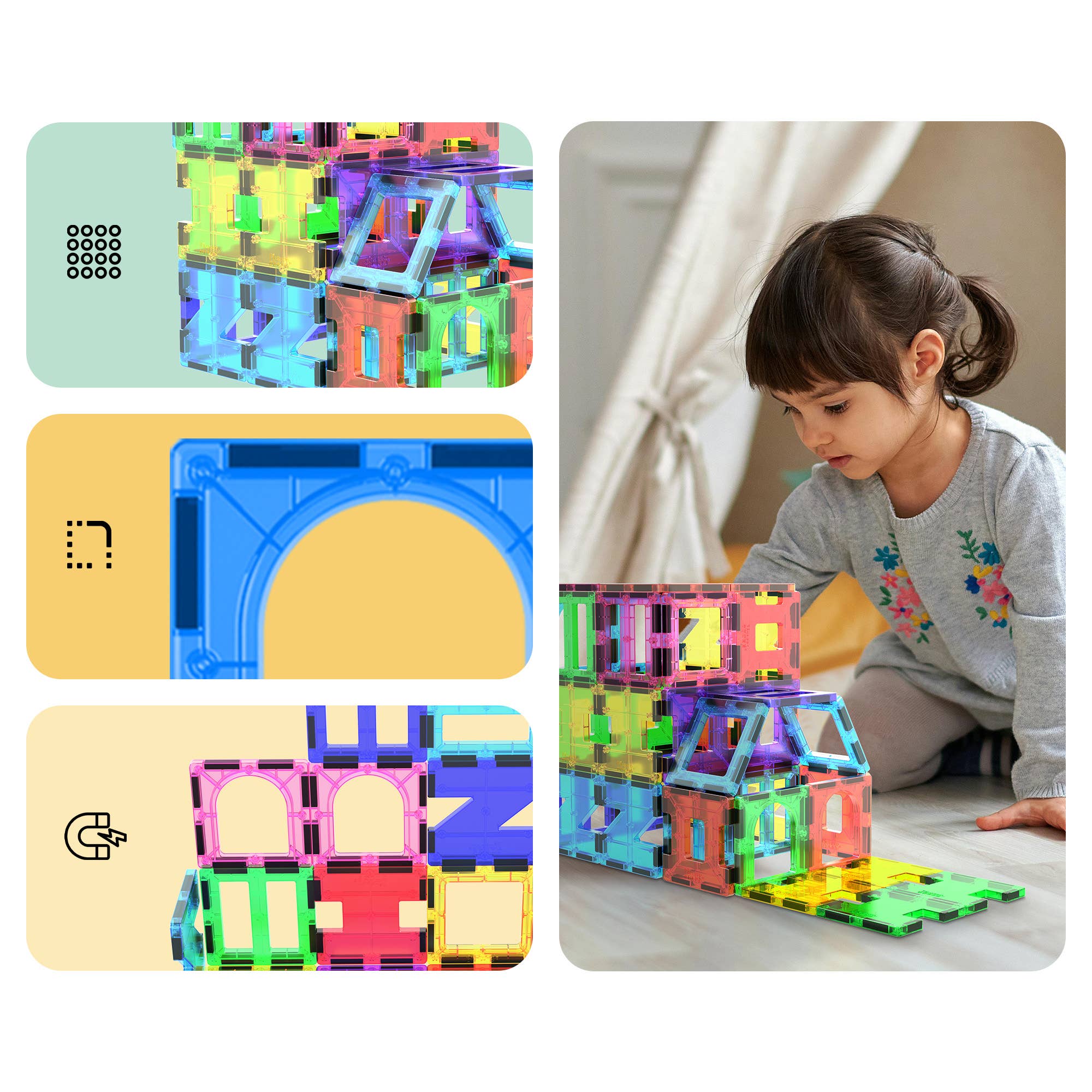 PicassoTiles - Vente Jeu construction – enfant - Ensemble de construction de tuiles magnétiques PicassoTiles 42 pièces7