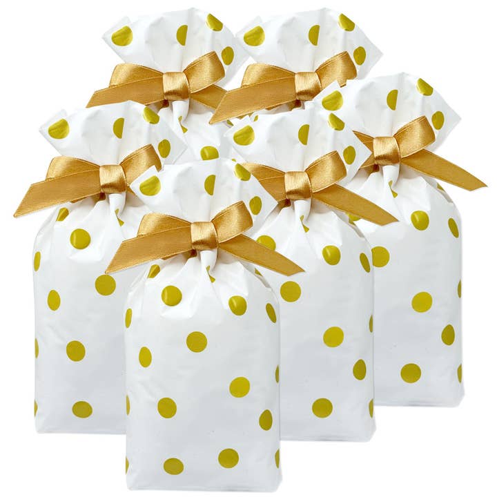 Wrapables Gold Dots Drawstring Treat Bags (50pcs) for wholesale by Wrapables.com