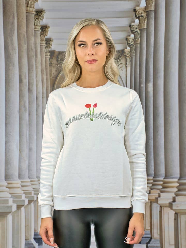 Floral Sweatshirt - White for wholesale by MANUEL ESSL DESIGN