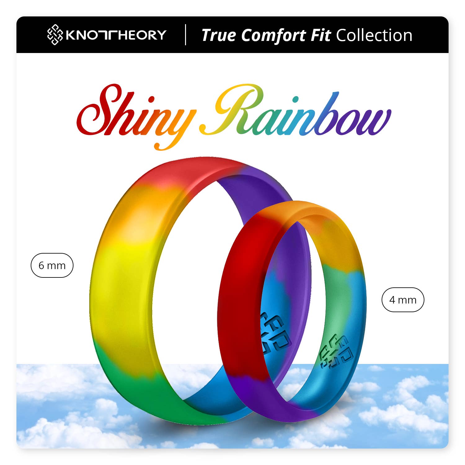 Knot Theory Silicone Ring - Wholesale Band/Stacked Ring - Knot Theory Rainbow Arc Comfort Fit0
