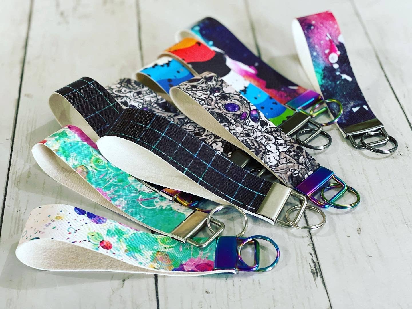 RockerByeDestash.com – wholesale Lanyard – Women’s – Vinyl Lanyard Wristlet Keychain Wrist Strap - RockerByeDestash Swag Rainbow Splatter6