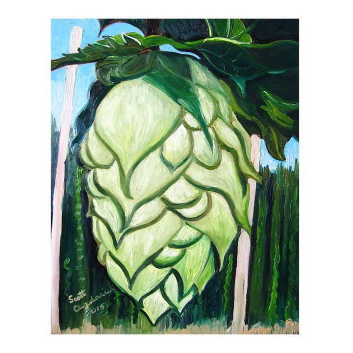 Impression parodique de bière Georgia O'Keeffe Hop Flower, décoration murale sur la bière pour la vente par Real Art Is Better