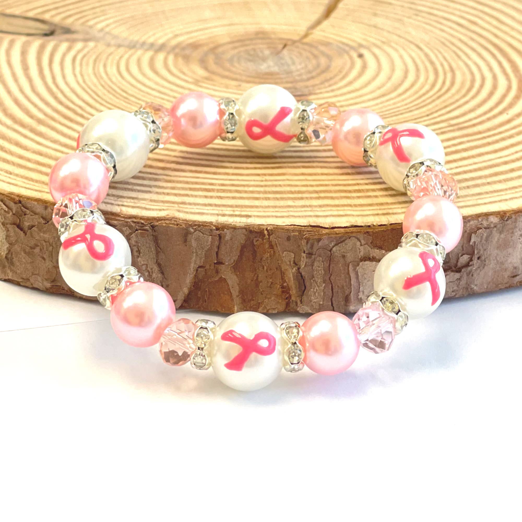 Fiona Accessories - Vendita all'ingrosso Bracciale con perline - Braccialetto Nastro Rosa Perla Consapevolezza del Cancro al Seno 3 Stili7