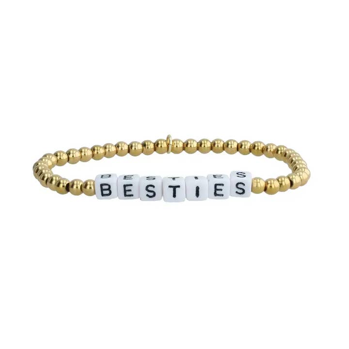 Besties Gold Beaded Bracelet for wholesale by Virtu Made