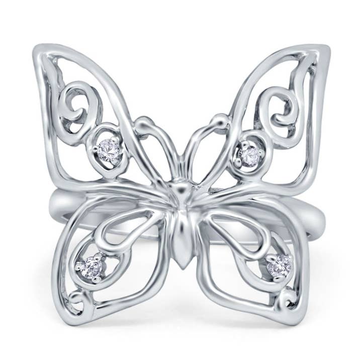 Statement Butterfly Simulated Cubic Zirconia Ring for wholesale by Blue Apple Imports
