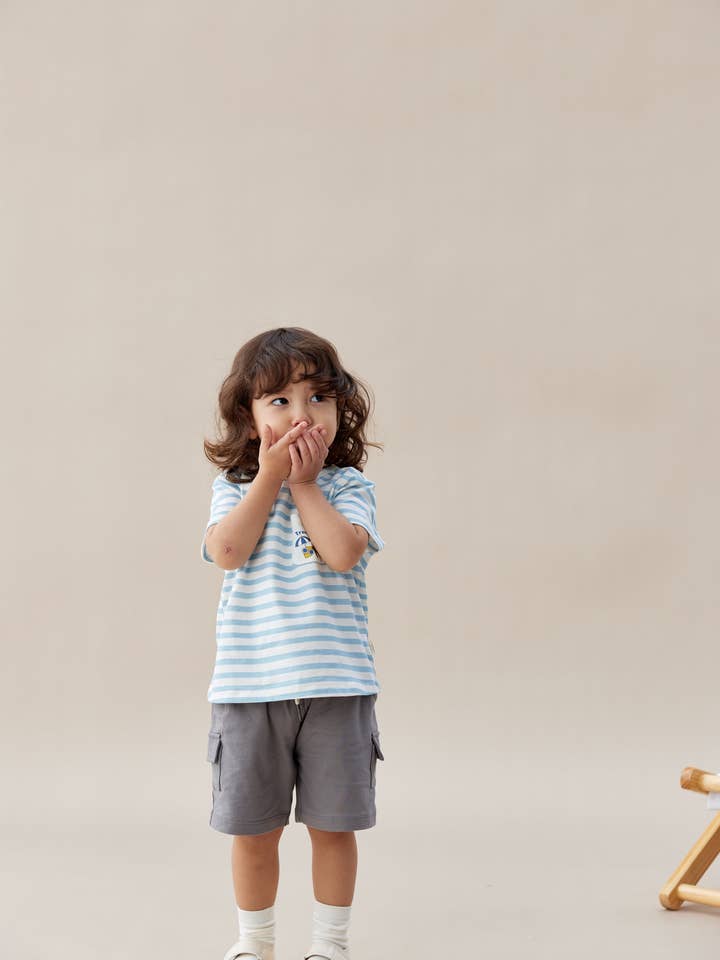 Norsu Organic - Wholesale Shorts - Kids - Toddler Cargo Shorts-Light Grey1