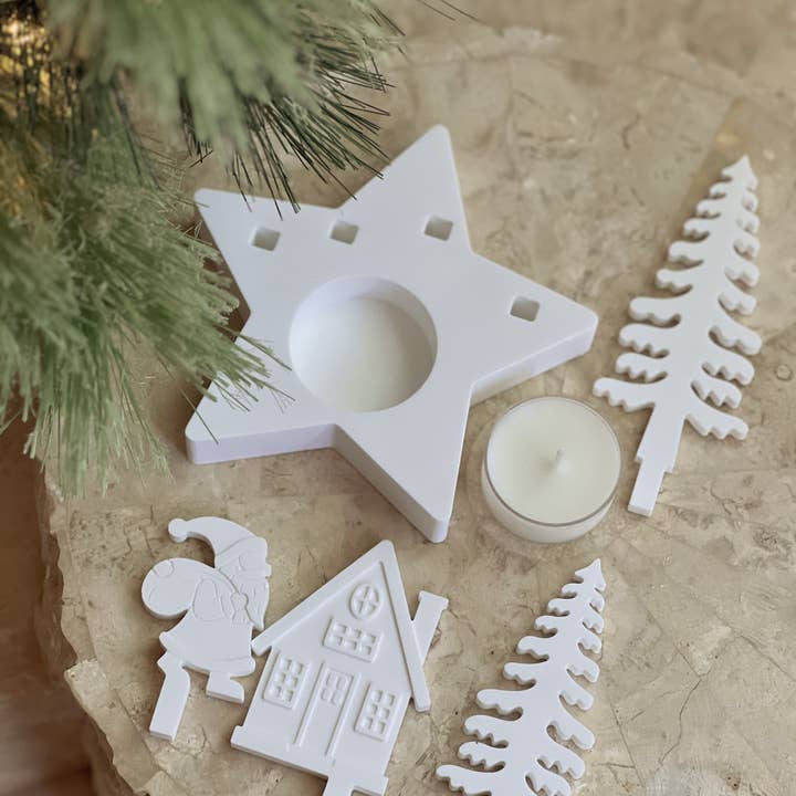 White Santa Christmas Tealight Holder for wholesale on Faire1