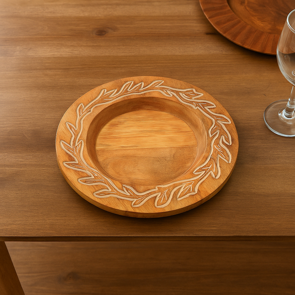 ExpoBazaar - Wholesale Dinner Plate - Wood Charger Plate | Handmade 13" Artisan Wooden Tableware0