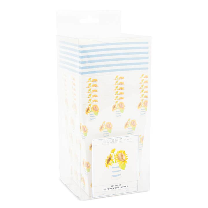 Core Home - Wholesale Food Storage Container - Set of 12 Sara Fitz Popcorn Containers Sunflowers