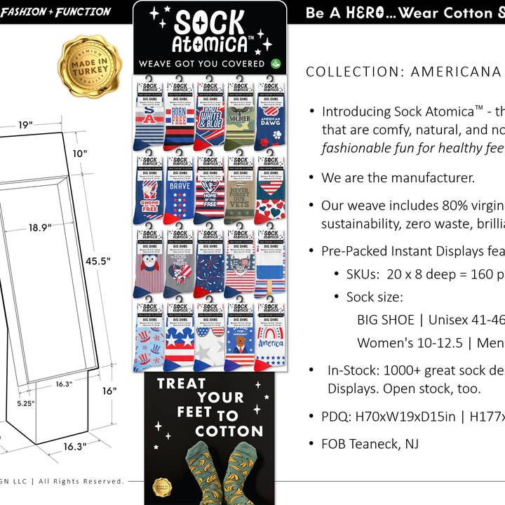 KYNC Custom - Wholesale Socks - Unisex - 160 Pairs Cotton Socks | Americana Designs5