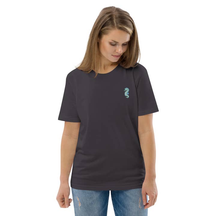 Sea Dragon Embroidered Unisex Organic Cotton T-Shirt for wholesale by Local Summer Collective Surf Shop