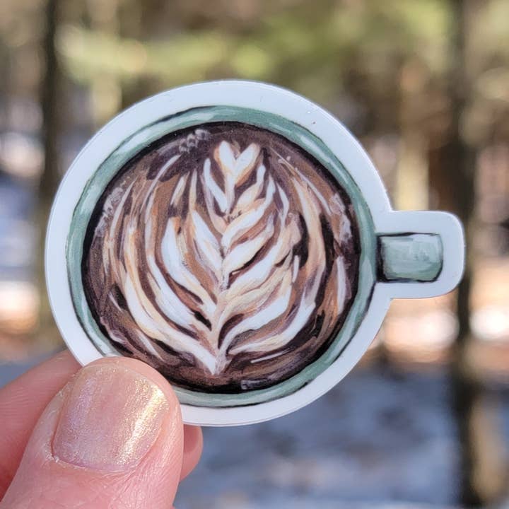 Autocollant en vinyle Coffee Latte pour la vente par The Cranberry Finch
