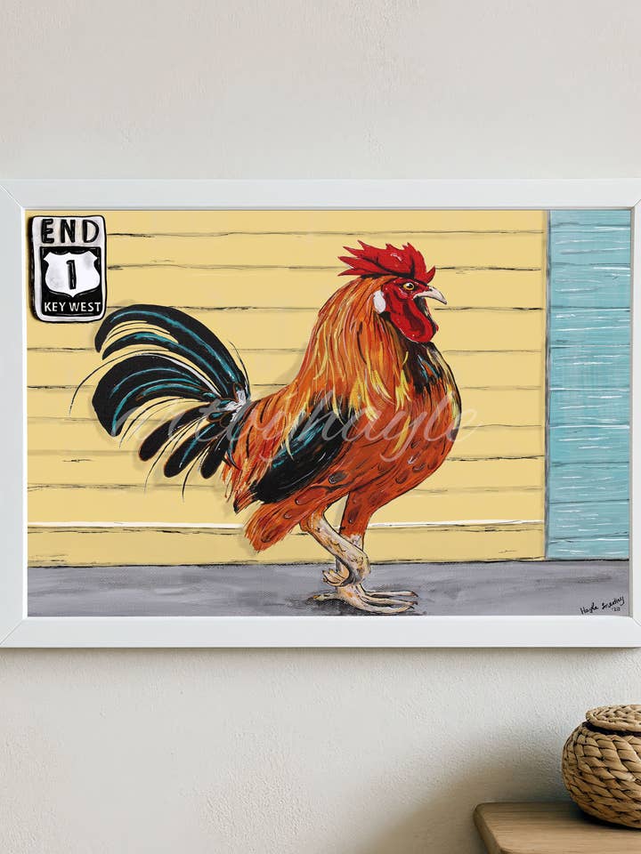 Key West Rooster Print for wholesale by Art By Hayle