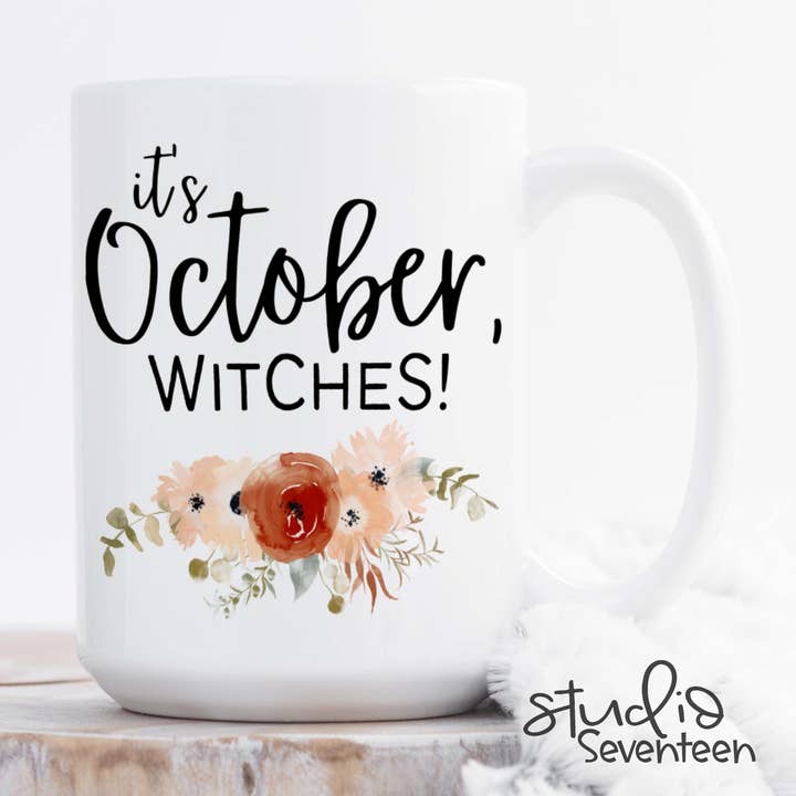 It's October Witches Halloween Coffee Mug for wholesale by Studio Seventeen