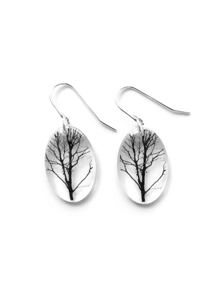 Small Oval Tree Earrings for wholesale by Black Drop Designs